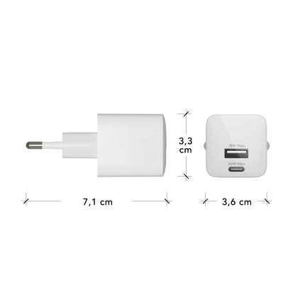 dbramante1928 re-charge Pro - EU Wall Charger USBC30W+USBA18W-W