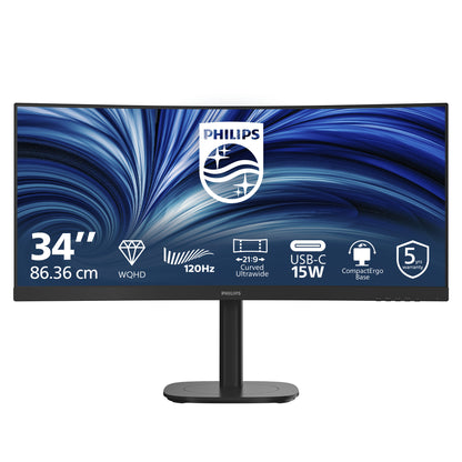 Philips 34B2N3500C/00 computer monitor 86.4 cm (34") 3440 x 1440 pixels Wide Quad HD LCD Black
