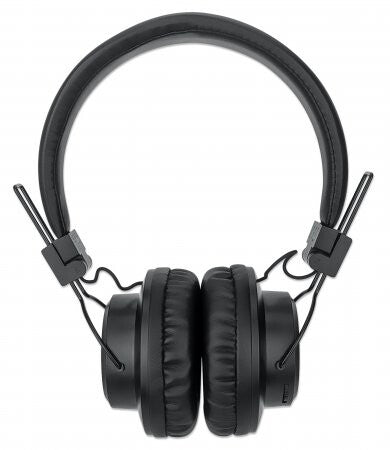 Manhattan Bluetooth On-Ear Headset, Microphone, FM Radio, Integrated Controls, 8 hour usage time, Max Range 10m, MicroSD Card slot, 3.5mm Aux port, Bluetooth v5.0, USB-A charging cable included, Three Year Warranty