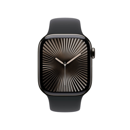Apple Watch Series 10 GPS + Cellular 42mm Slate Titanium Case with Black Sport Band - S/M