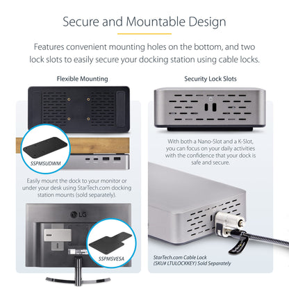 StarTech.com Dual-Monitor USB4 Docking Station, Dual 4K 120Hz or Single 8K 60Hz HDMI, 100W Laptop Charging, 2.5GbE, USB-C Multi-Monitor Dock, Driverless