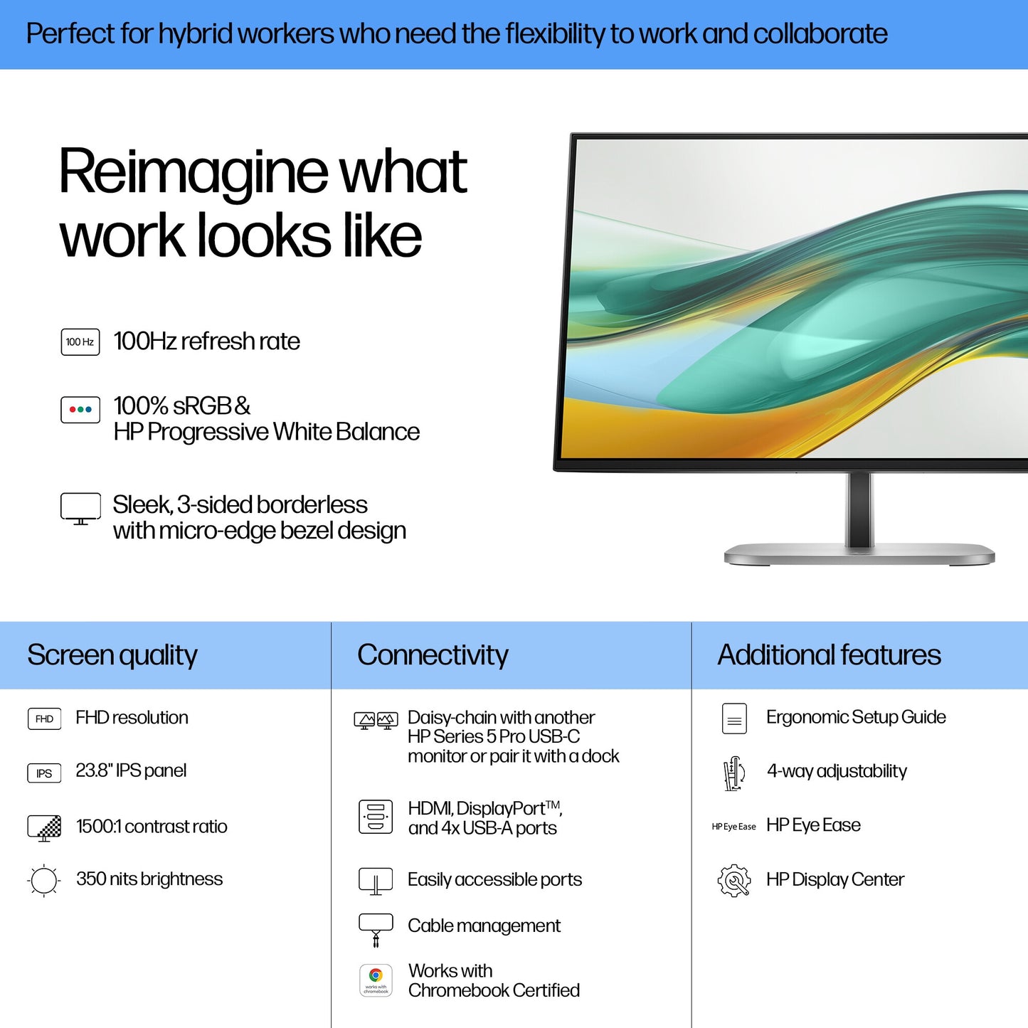 HP Series 5 Pro 23.8 inch FHD Monitor - 524pf