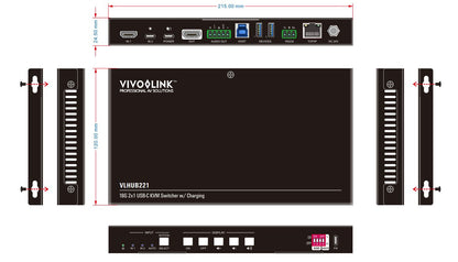 Vivolink VLHUB221 USB graphics adapter 3840 x 2160 pixels Black