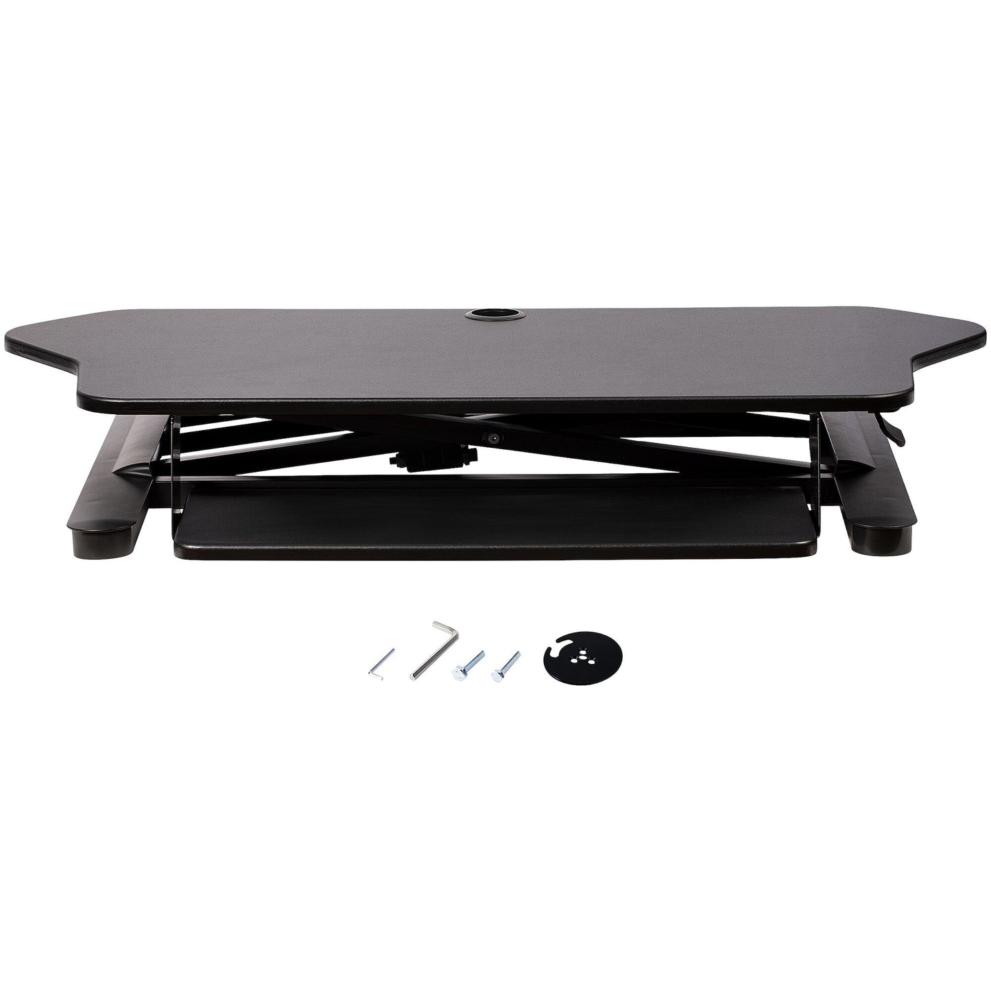 StarTech.com Corner Sit Stand Desk Converter with Keyboard Tray - Large Surface (35" x 21") - Height Adjustable Ergonomic Desktop/Tabletop Standing Workstation - Supports Dual Monitors - TAA