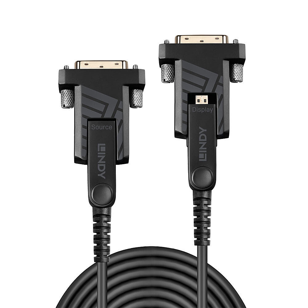 Lindy 70m Fibre Optic Hybrid Micro-HDMI 18G Cable with Detachable HDMI and DVI Connectors