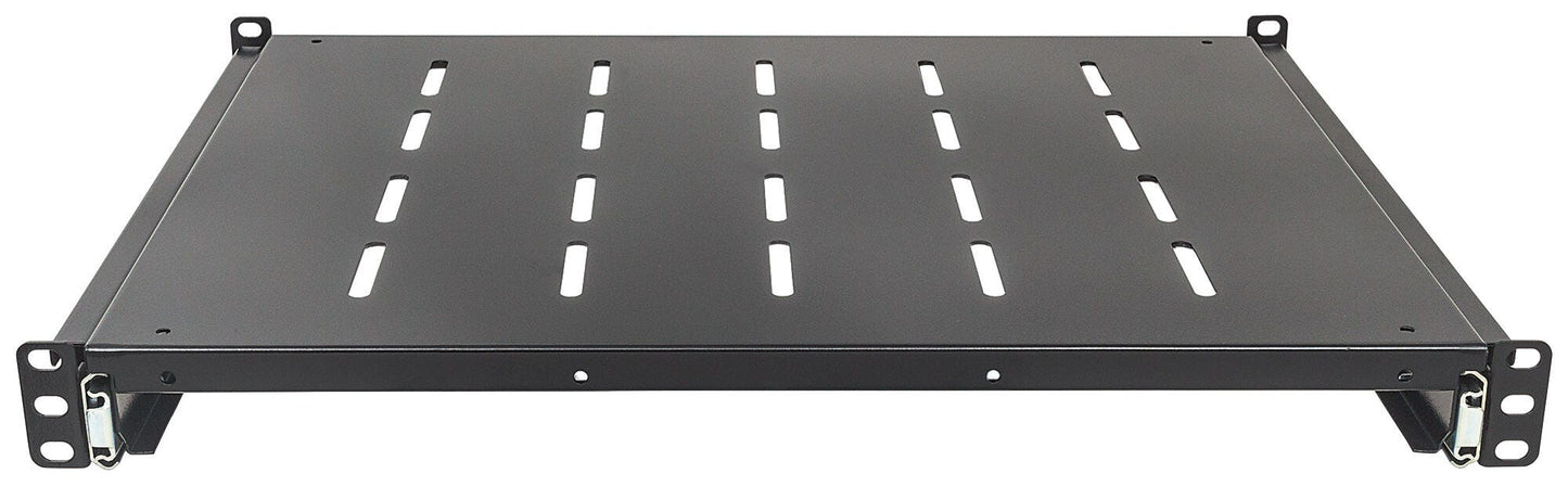 Intellinet 19" Sliding Shelf, 1U, For 600 to 800mm Depth Cabinets & Racks, shelf depth 350mm, Max weight 35kg, Black