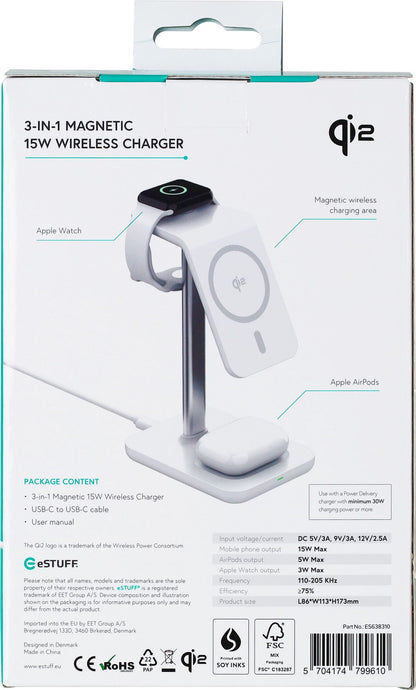 eSTUFF ES638310 mobile device charger Smartphone Aluminium AC Wireless charging Fast charging Indoor