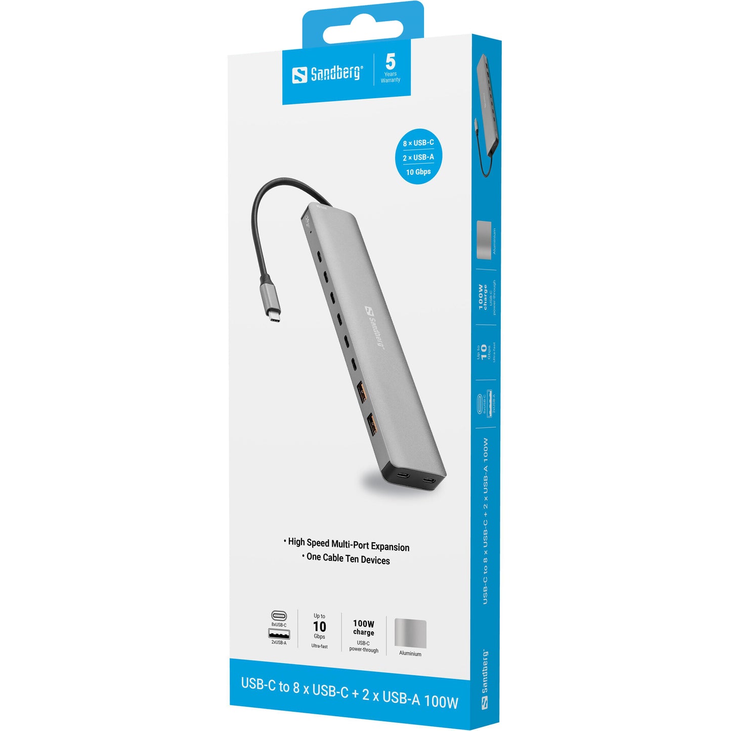 Sandberg USB-C to 8 x USB-C + 2xUSB-A 100W