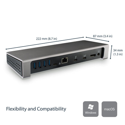 StarTech.com Thunderbolt 3 Dock - Dual Monitor 4K 60Hz TB3 Laptop Docking Station with DisplayPort - 85W Power Delivery Charging - 6-Port USB 3.0 Hub, SD 4.0, GbE, Audio - Windows & Mac