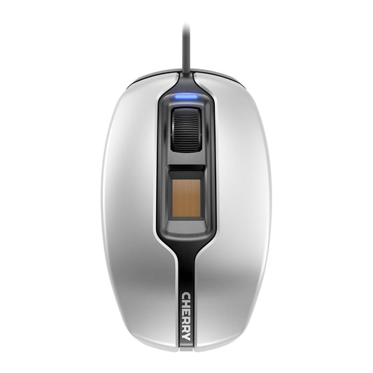 CHERRY MC 4900 Corded Fingerprint Mouse, Silver/Black, USB