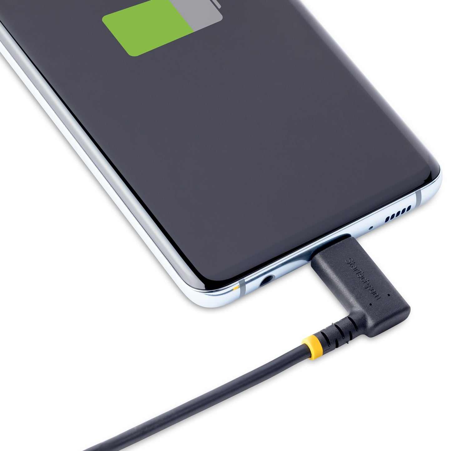 StarTech.com 3ft (1m) USB C Charging Cable Right Angle - 60W PD 3A - Heavy Duty Fast Charge USB-C Cable - Black USB 2.0 Type-C - Rugged Aramid Fiber - USB Charging Cord