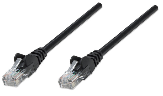 Intellinet Network Patch Cable, Cat5e, 1m, Black, CCA, U/UTP, PVC, RJ45, Gold Plated Contacts, Snagless, Booted, Lifetime Warranty