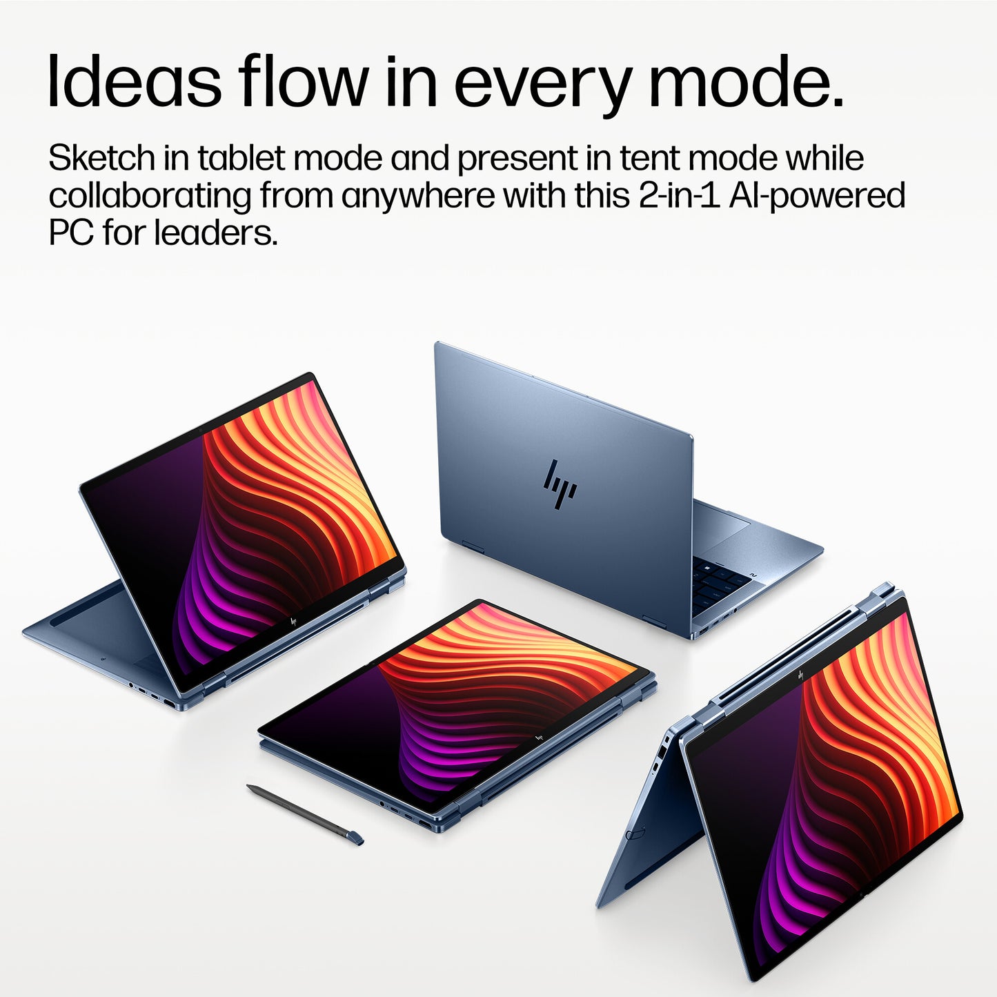 HP EliteBook X Flip G2i 14 inch Notebook Next Gen AI PC Wolf Pro Security Edition Copilot+ PC Intel Core Ultra 7 356H Hybrid (2-in-1) 35.6 cm (14") Touchscreen 3K 32 GB LPDDR5x-SDRAM 512 GB SSD Wi-Fi 7 (802.11be) Windows 11 Pro Blue