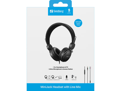 Sandberg MiniJack Headset with Line-Mic