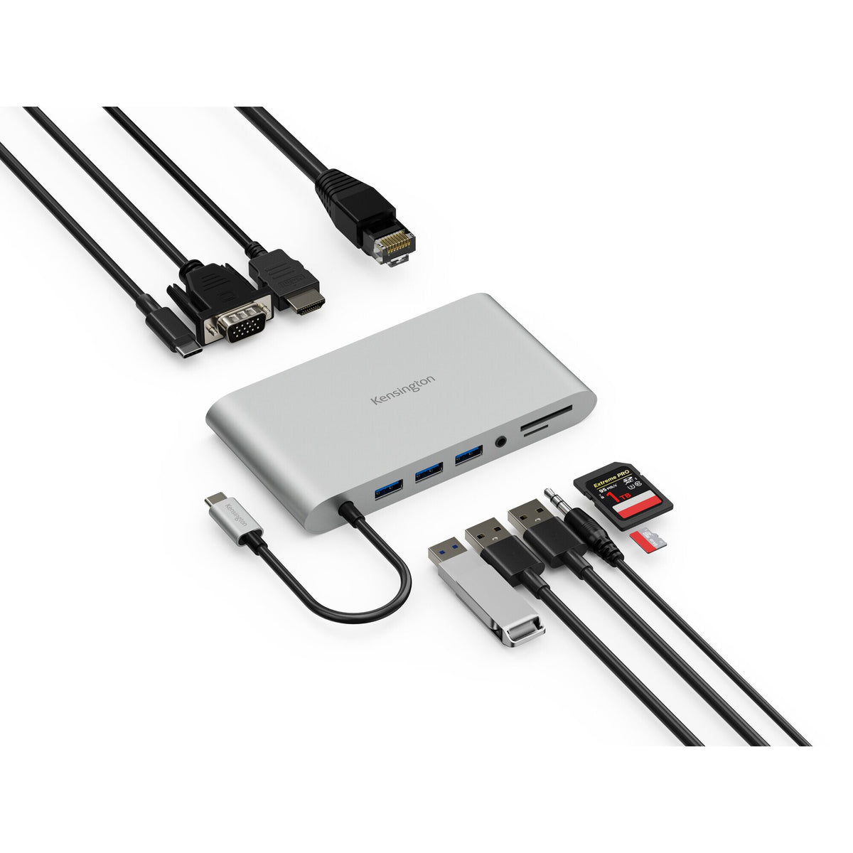 Kensington UH1440P USB-C 5Gbps Dual Video Driverless Mobile Dock – 85W Pass-Through Power – DP/HDMI/VGA