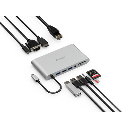 Kensington UH1440P USB-C 5Gbps Dual Video Driverless Mobile Dock – 85W Pass-Through Power – DP/HDMI/VGA