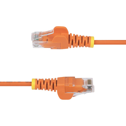 StarTech.com 2m Orange Slim CAT6 Ethernet Cable, Snagless, 100W PoE, UTP, LSZH, 28AWG Pure Bare Copper Wire, Slim RJ45 Network Patch Cord w/Strain Reliefs, Individually Tested