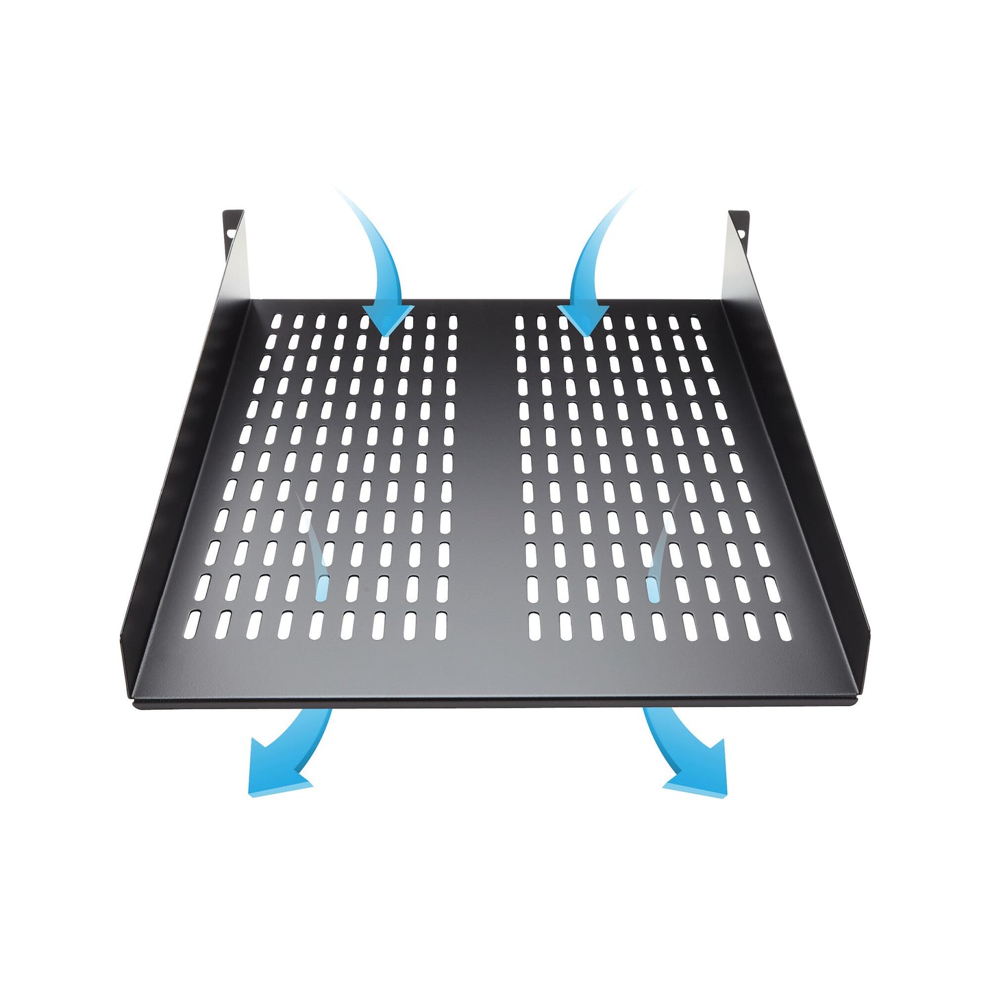 StarTech.com 2U Server Rack Shelf - Universal Vented Rack Mount Cantilever Tray for 19" Network Equipment Rack & Cabinet - Heavy Duty Steel – Weight Capacity 50lb/23kg - 22" Deep Shelf, Black