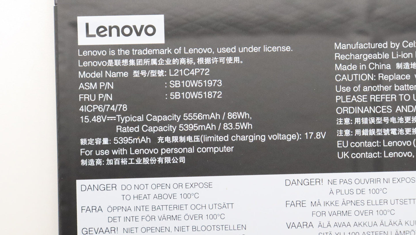 Lenovo 5B10W51872 laptop spare part Battery