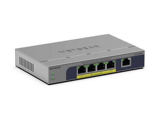 NETGEAR GS105PP network switch, Unmanaged, 5-port, Power over Ethernet (PoE), grey