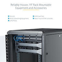 StarTech.com 4-Post 15U Server Rack Cabinet, Lockable 19" Data Rack Cabinet for Computer / AV / IT Equipment, Office / Home Network Rack with Casters & Adjustable Mounting Rails