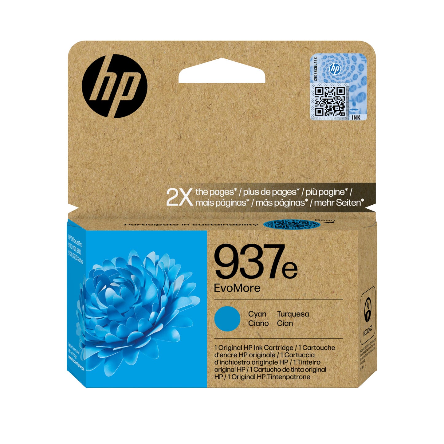 HP 937e EvoMore Cyan Original Ink Cartridge