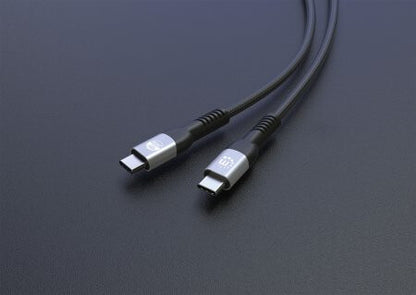 Manhattan Fast USB-C to USB-C Charging and Data Cable, 2m, Up to 240W Laptop Charging, USB 2.0, 480 Mbps, Hi-Speed USB, Extra-Long Reach for Desk or Floor Sockets, Black, Three Year Warranty