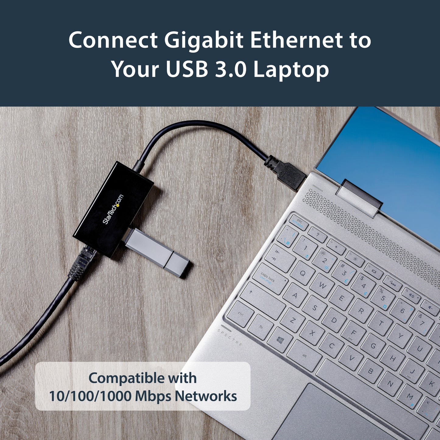 StarTech.com USB to Ethernet Adapter, USB 3.0 to 10/100/1000 Gigabit Ethernet LAN Converter for Laptops, 11.8in/30cm Attached Cable, USB to RJ45 Adapter, NIC Adapter, USB Network Adapter