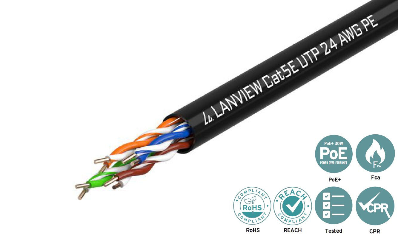 Lanview LVN122149 networking cable Black 305 m Cat5e U/UTP (UTP)