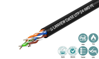 Lanview LVN122149 networking cable Black 305 m Cat5e U/UTP (UTP)