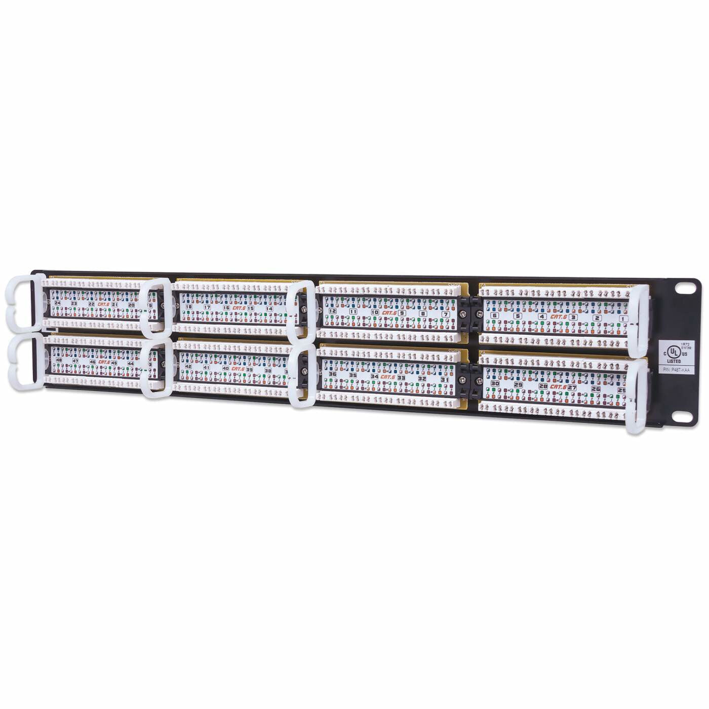 Intellinet Patch Panel, Cat6, UTP, 48-Port, 2U, Black