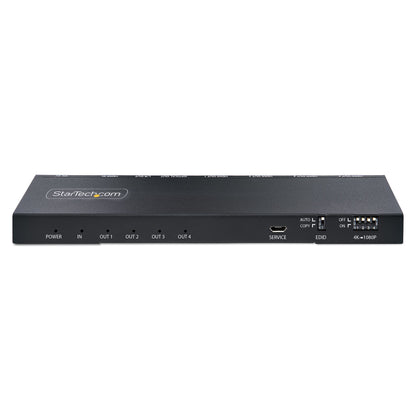 StarTech.com 4-Port HDMI Splitter, 4K 60Hz HDMI 2.0 Video, 4K HDMI Splitter w/ Built-in Scaler, HDMI Splitter 1 In 4 Out, 3.5mm/Optical Audio Port, HDMI Display/Output Splitter