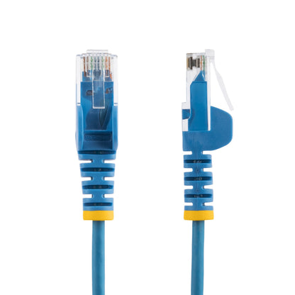 StarTech.com 25cm Blue Slim CAT6 Ethernet Cable, Snagless, 100W PoE, UTP, LSZH, 28AWG Pure Bare Copper Wire, Slim RJ45 Network Patch Cord w/Strain Reliefs, Individually Tested