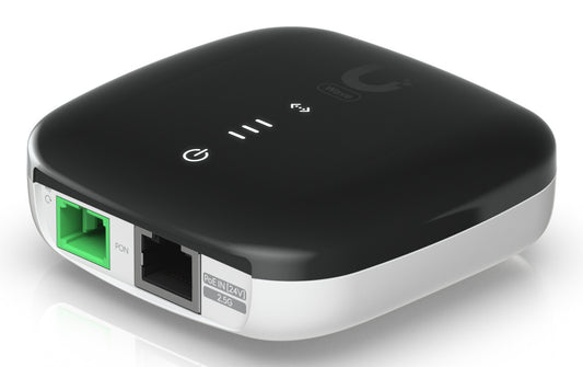 Ubiquiti WaveFiber ONU media converter, 2488 Mbit/s, 1490 nm, black and white