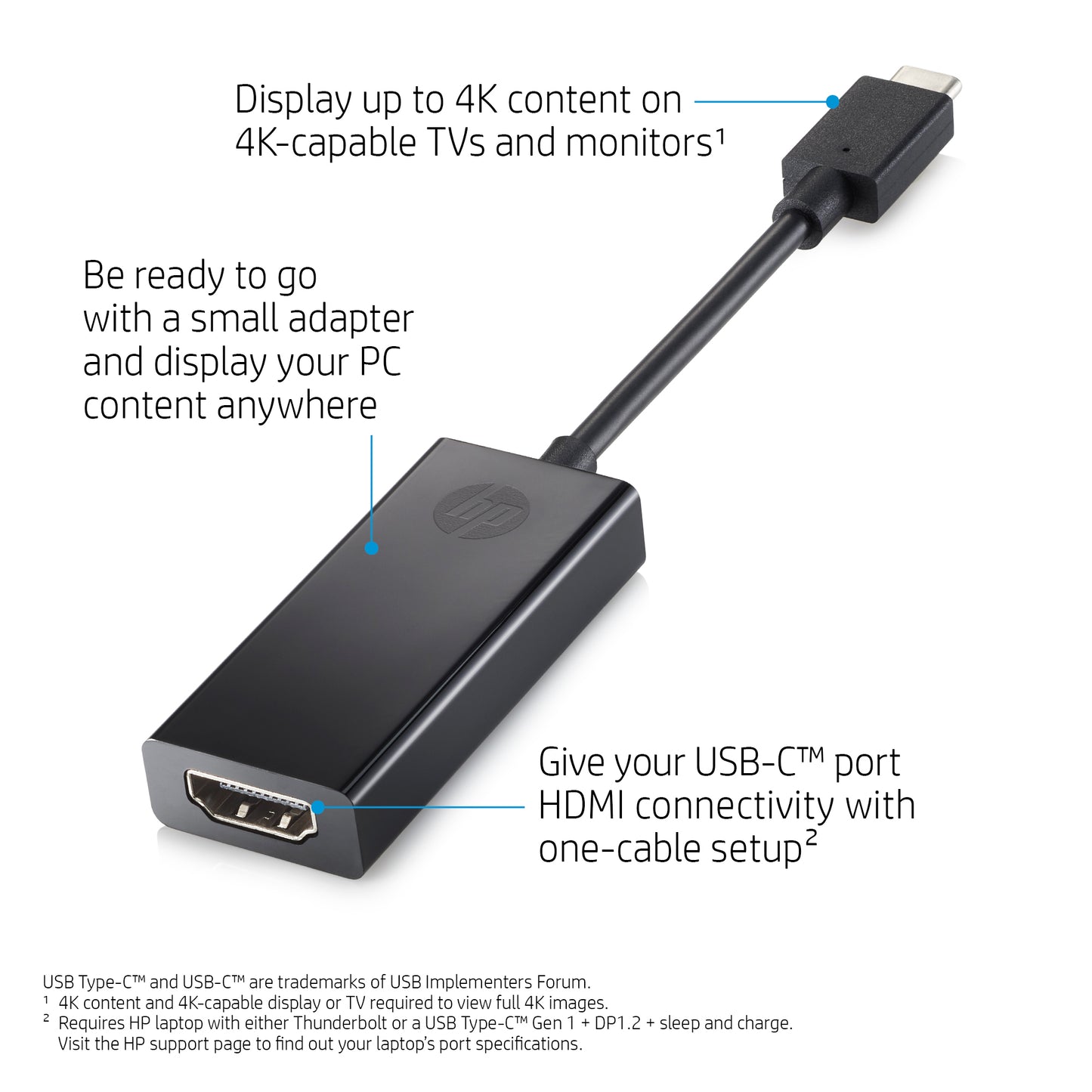 HP Pavilion USB-C to HDMI 2.0 Adapter Black