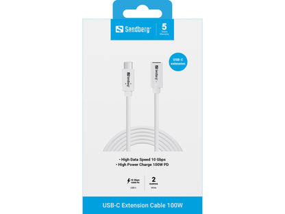 Sandberg USB-C - C M-F USB 3.1 100W, 2M