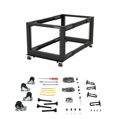 StarTech.com 12U 4-Post Server Rack, 19in Open Frame Rack with 40in (101cm) Mounting Depth and 1200lb (544kg) Weight Capacity, Mobile or Floor Mount IT Rack