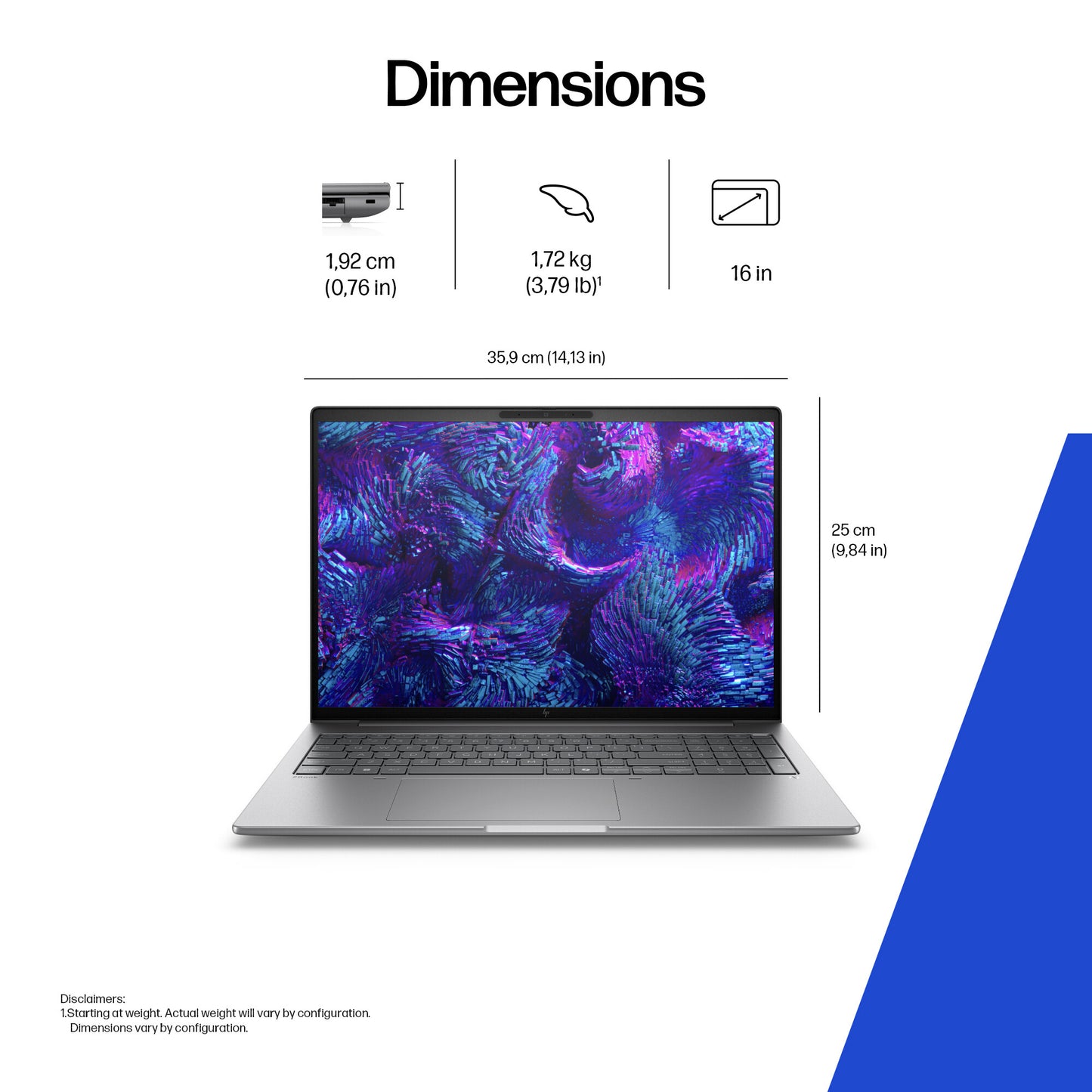 HP ZBook 8 G1i Data Science Intel Core Ultra 9 285H Mobile workstation 40.6 cm (16") WUXGA 8 GB DDR5-SDRAM 1 TB SSD NVIDIA RTX 500 Ada Wi-Fi 7 (802.11be) Windows 11 Pro AI Workstation, AI PC Silver