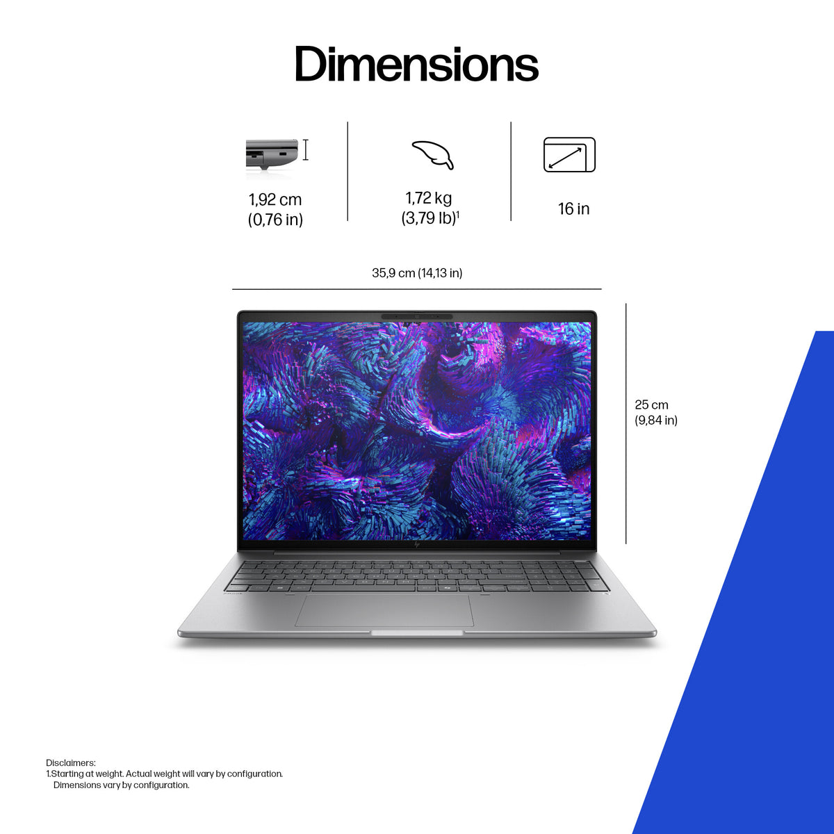 HP ZBook 8 G1i 16 inch Mobile Workstation PC Wolf Pro Security Edition - Data Science Intel Core Ultra 9 285H 40.6 cm (16") WQXGA 32 GB DDR5-SDRAM 1 TB SSD NVIDIA RTX 500 Ada Wi-Fi 7 (802.11be) Windows 11 Pro AI Workstation, AI PC Silver