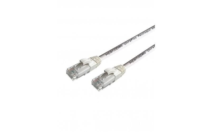 Mercodan UltraFlex Patchkabel KAT6 UTP, 20m, Hvid, LSZH Halogenfri, AWG26, kobber, FLUKE testet networking cable White Cat6 U/UTP (UTP) Round