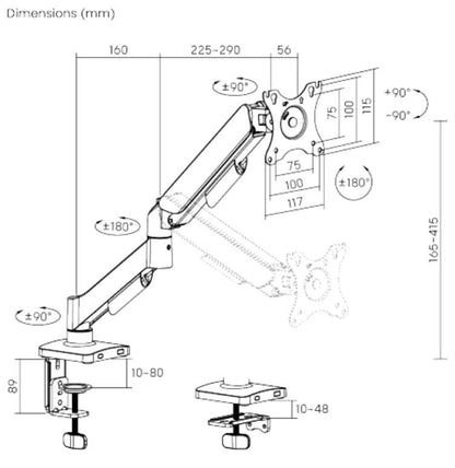 eSTUFF GLB227011 monitor mount / stand 81.3 cm (32") Desk Black