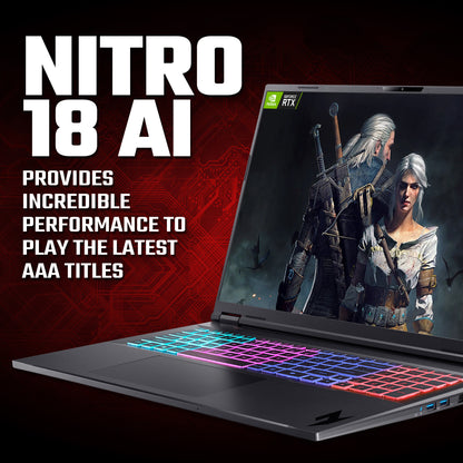 Acer Nitro 18 AI AN18-61 - AMD Ryzen AI 9 365, 32GB, 2TB SSD, NVIDIA GeForce RTX 5070Ti, 18"WQXGA, Windows 11 Gaming Laptop