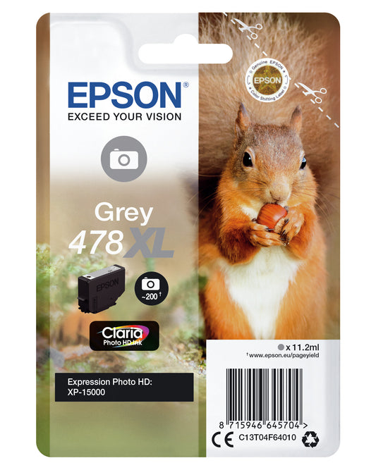 Epson Squirrel 478XL Claria Photo HD Single Grey ink cartridge