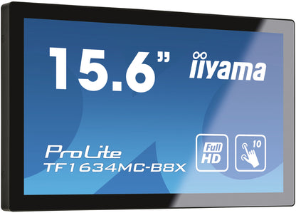 iiyama ProLite TF1634MC-B8X computer monitor 39.6 cm (15.6") 1920 x 1080 pixels Full HD LED Touchscreen Multi-user Black