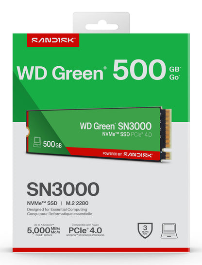 SanDisk Green WD ™ SN3000 NVMe™ SSD POWERED BY 500 GB