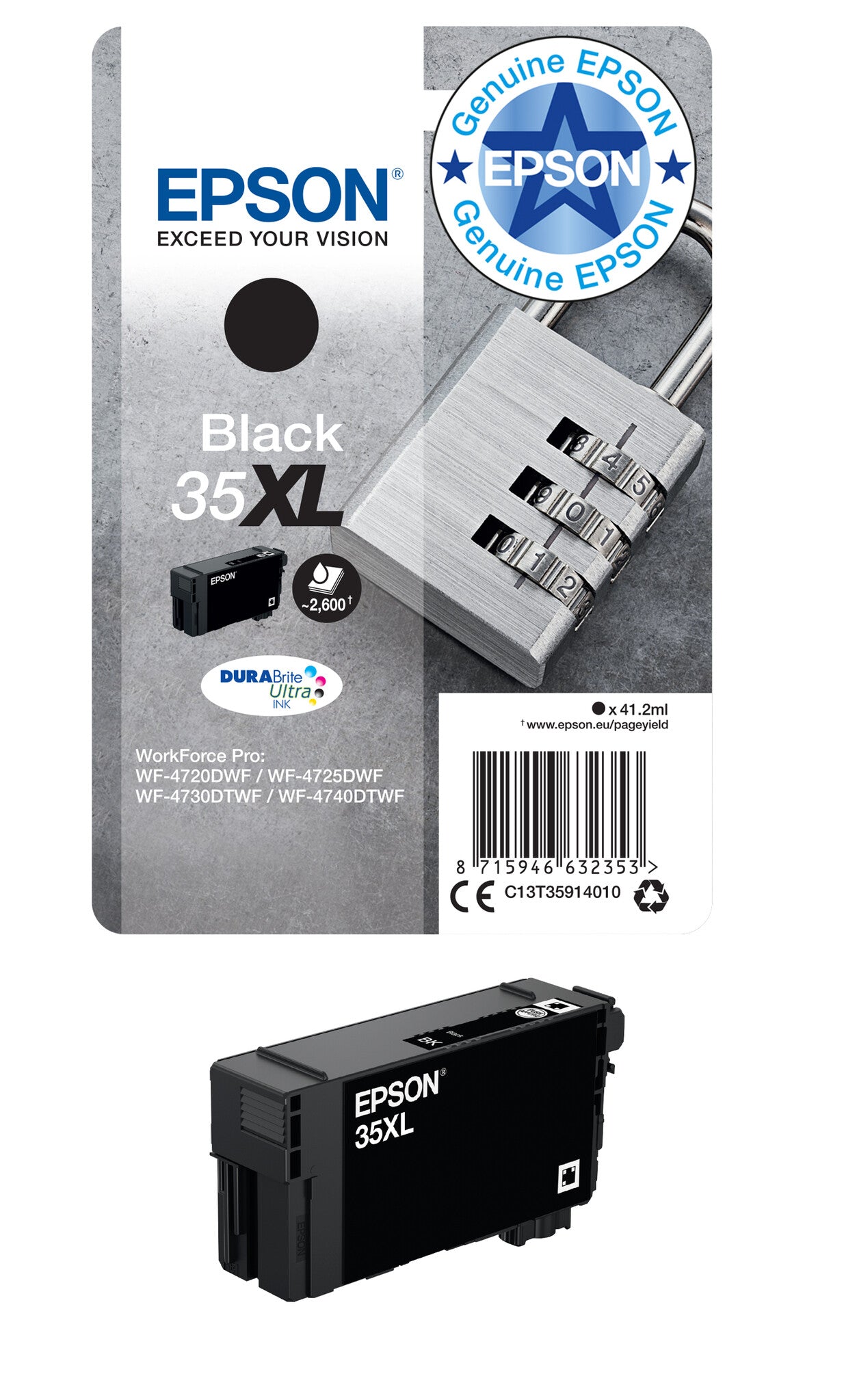Epson Padlock 35XL DURABrite Ultra Single Black Ink