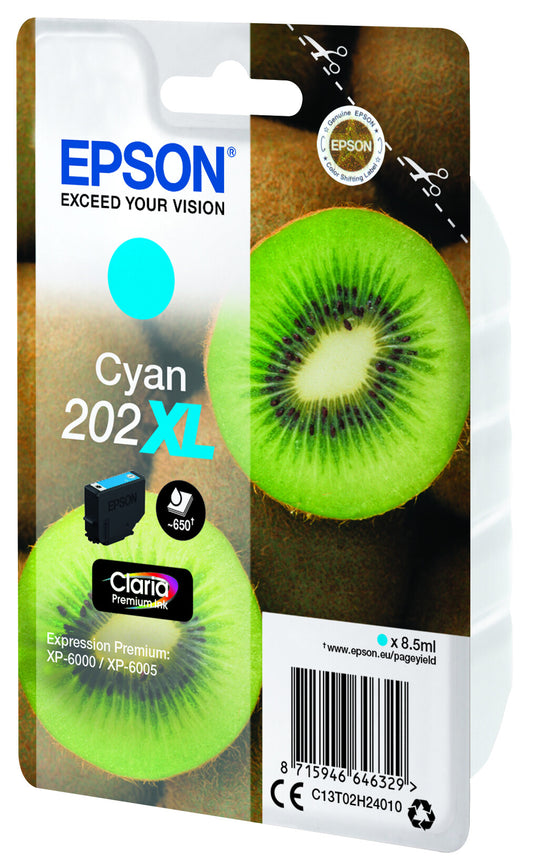 Epson Kiwi Singlepack Cyan 202XL Claria Premium ink cartridge