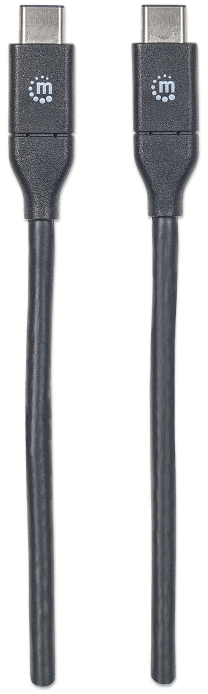 Manhattan USB-C to USB-C Cable, 1m, USB 3.2 Gen 2 (formerly USB 3.1 Gen 2), 10 Gbps, 3A Fast Charging, SuperSpeed+ USB, Black, Lifetime Warranty, Equivalent to USB31CC1M