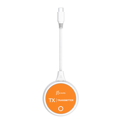 j5create JVAW62 ScreenCast USB-C® Wireless Display HDMI™ Extender, White and Orange