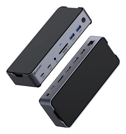 eSTUFF GLB232006 laptop dock/port replicator Wired Aluminium